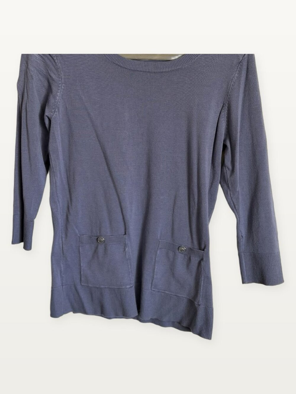 NY&C 7th Avenue Periwinkle 3/4 Sleeve Pocket Knit Tunic Top S